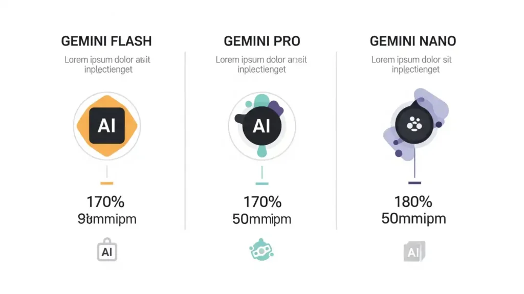 Gemini AI এর বিভিন্ন মডেলের তুলনা।