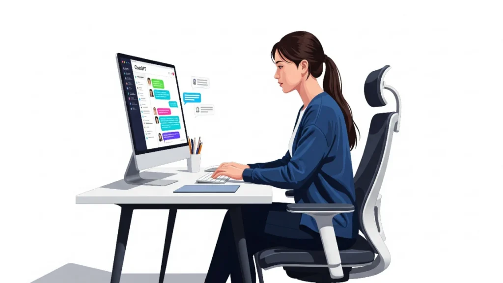 একজন মেয়ে ChatGPT চ্যাটবট এর সাথে কথা বলছেন