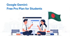 ফ্রী Gemini AI Pro ব্যাবহার নিয়ে দুইজন ছাত্র ছাত্রী আলোচনা করছে