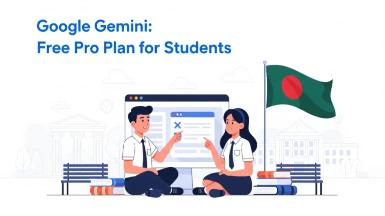 ১ বছর ফ্রী Gemini AI Pro: এখন বাংলাদেশের স্টুডেন্টরাও পাবে 6 ফ্রী Gemini AI Pro ব্যাবহার নিয়ে দুইজন ছাত্র ছাত্রী আলোচনা করছে