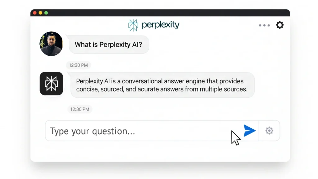 Perplexity AI কী এবং কীভাবে ব্যবহার করবেন: জানুন বিস্তারিত গাইড 2 Perplexity AI চ্যাট ইন্টারফেস: ইউজারের প্রশ্নের সঙ্গে AI এর সংক্ষিপ্ত এবং নির্ভরযোগ্য উত্তর প্রদর্শন