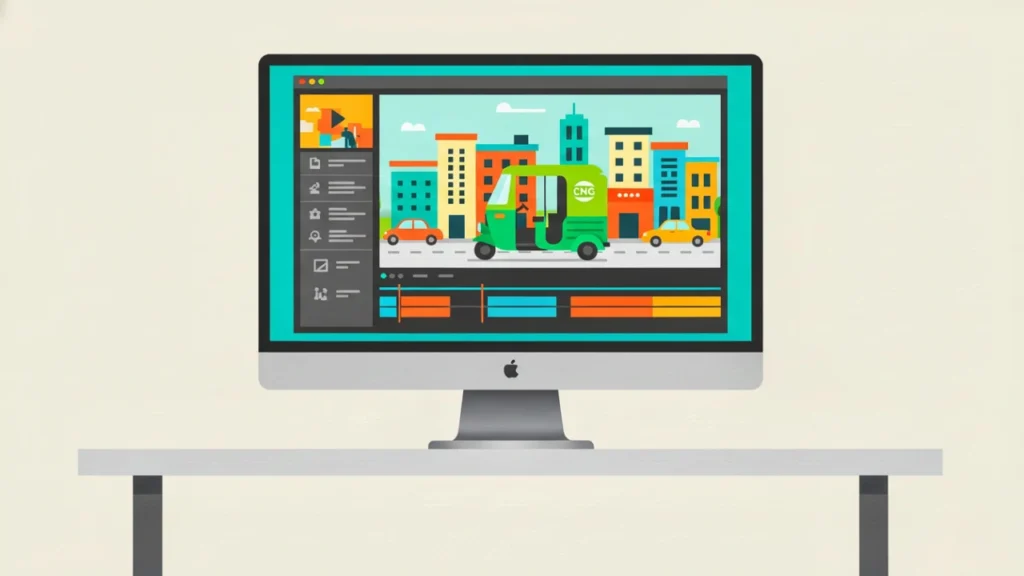 A vector illustration of Google's Veo 3.1 'Insert' feature, showing a logo being added to a moving vehicle. This highlights its editing power, distinct from Sora 2.